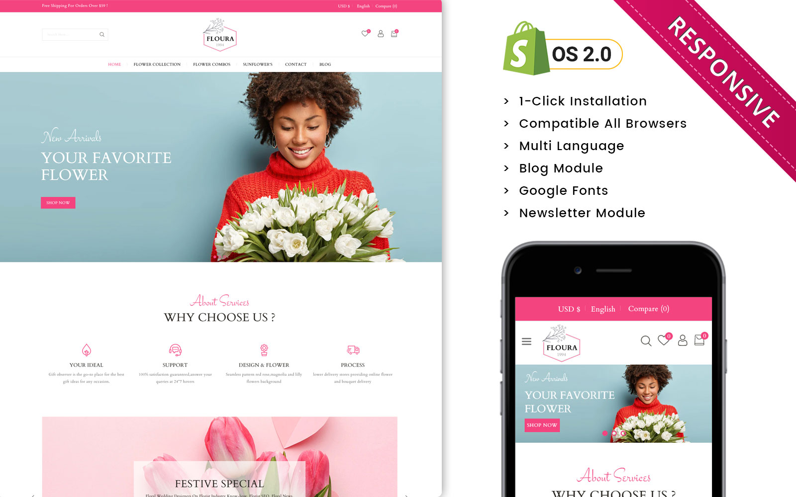 Flourastore - Flower Shop Shopify Responsive Store