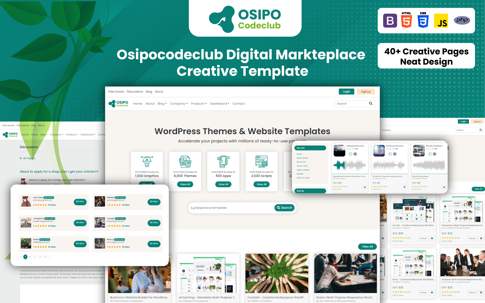 Osipocodeclub - Digital Downloads Creative HTML Website Marketplace Template