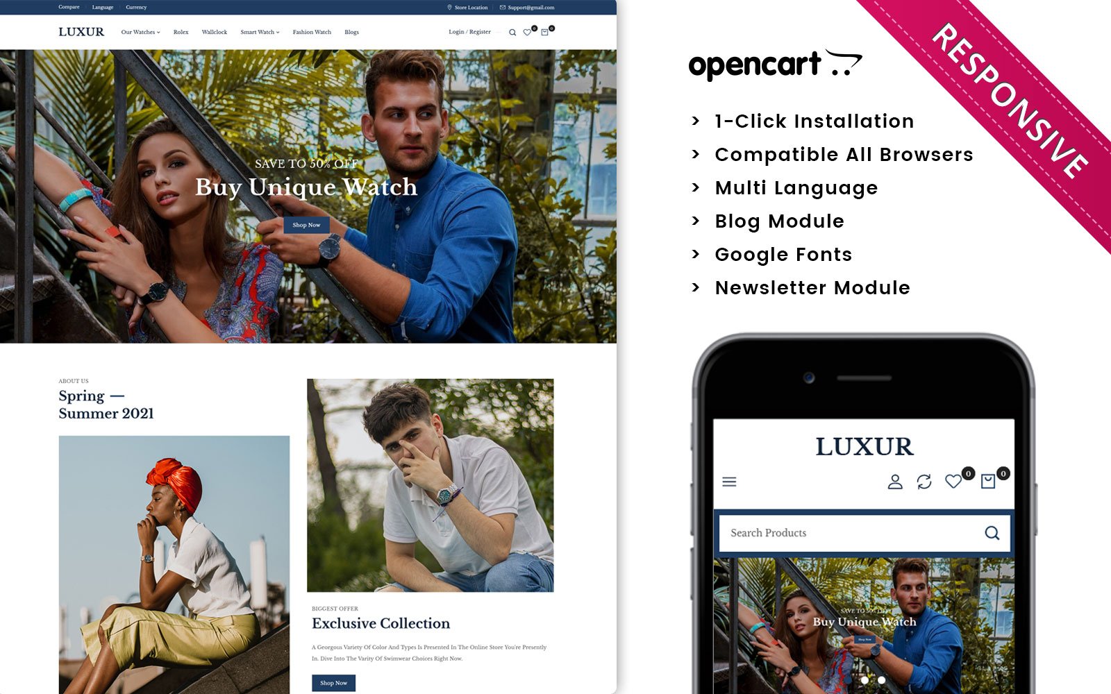 Luxur Watch Store - Opencart 3.x Responsive Template