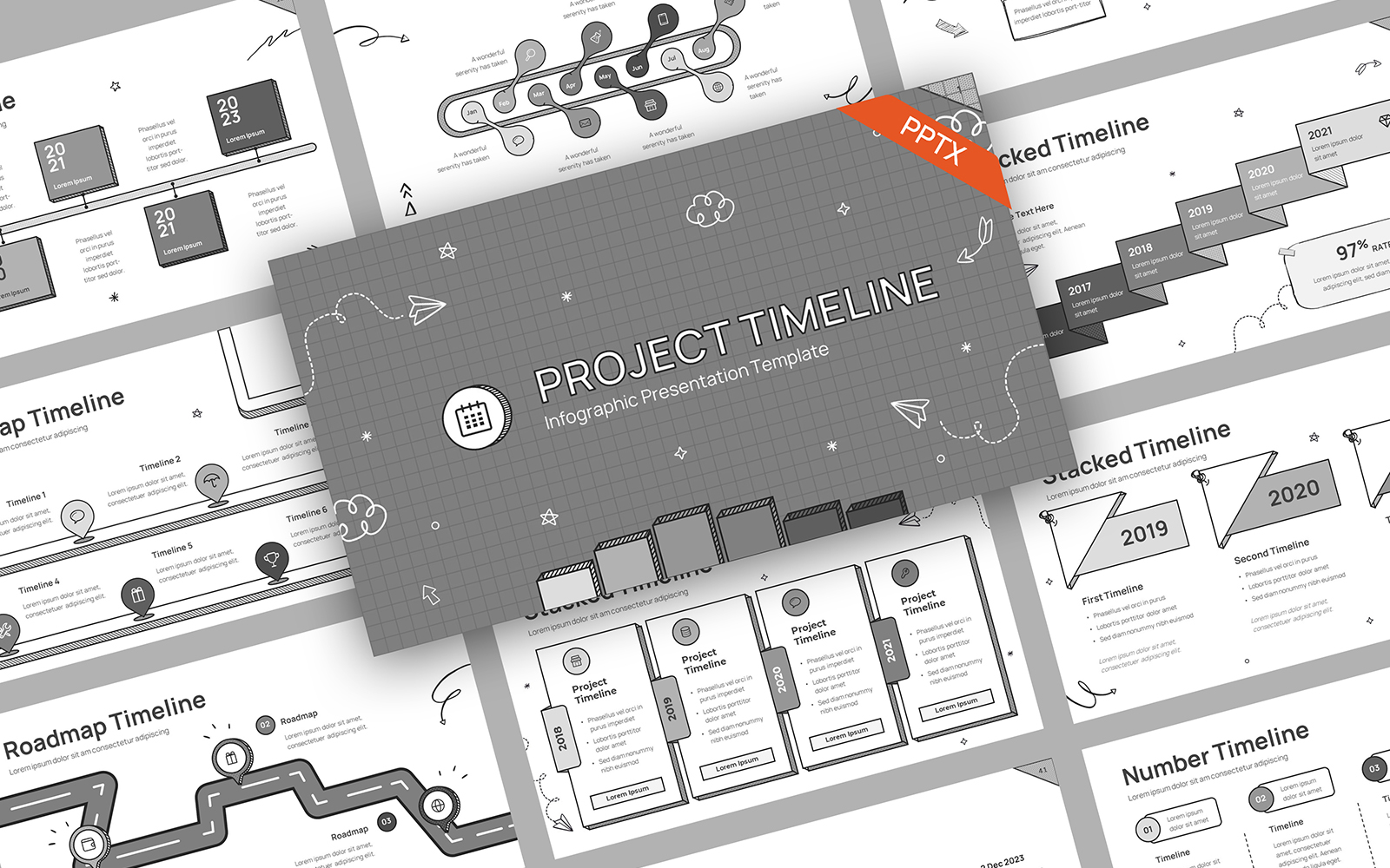 Timeline Doodle 4 PowerPoint Template