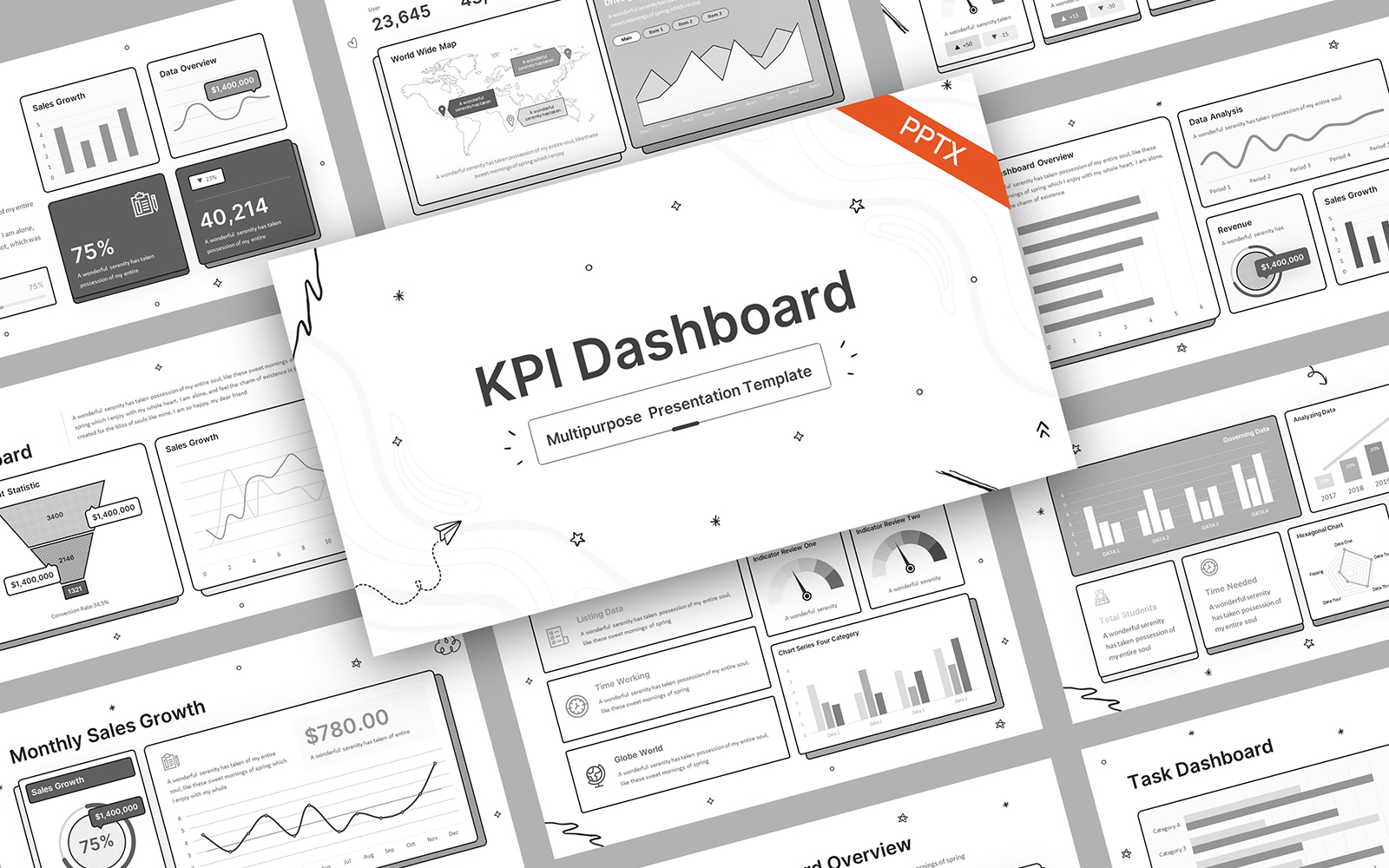 KPI Dashboard Doodle PowerPoint Template