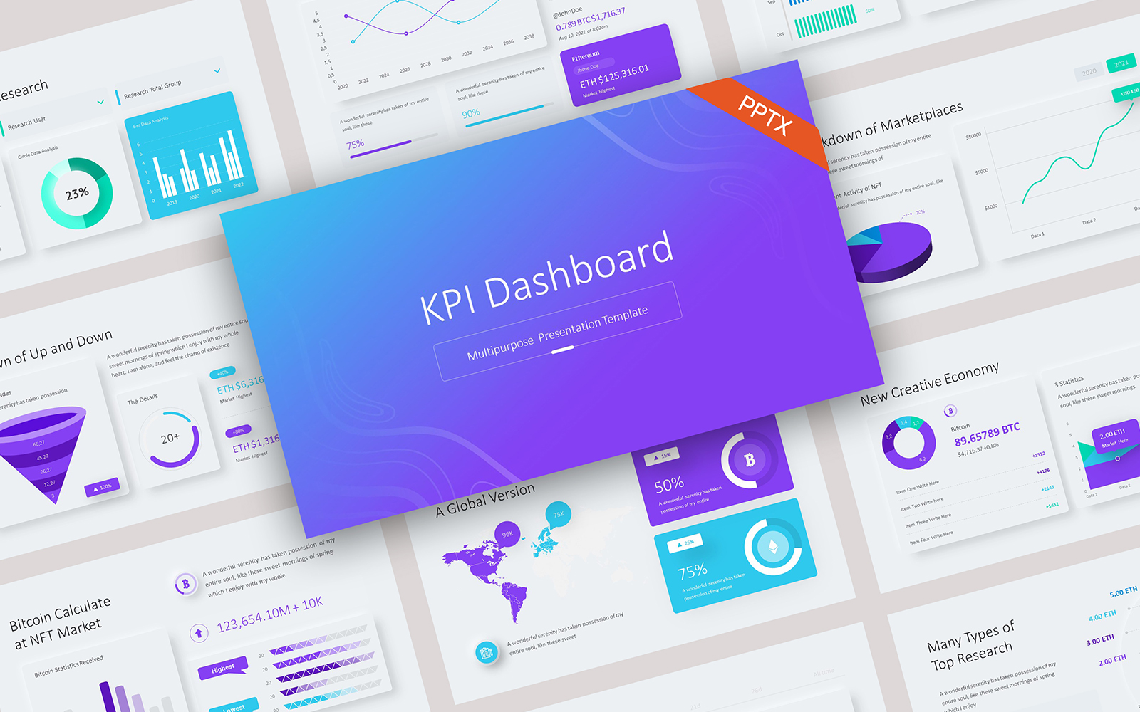 KPI Dashboard Neumorph 2 PowerPoint Template