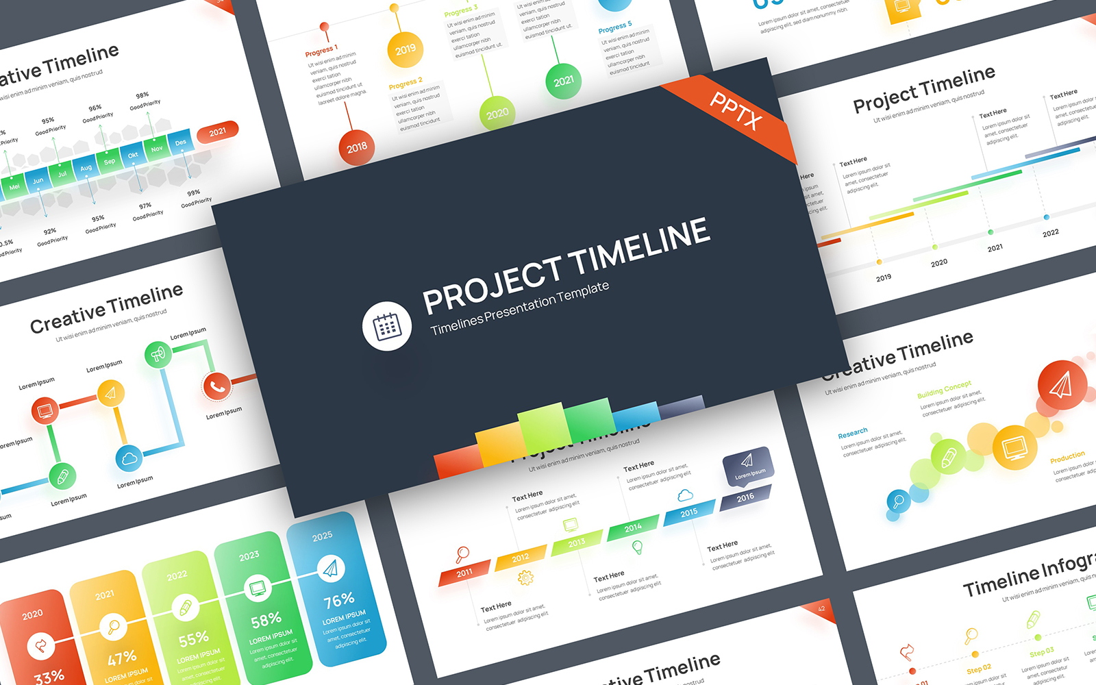 Timeline Gradient Color PowerPoint Template