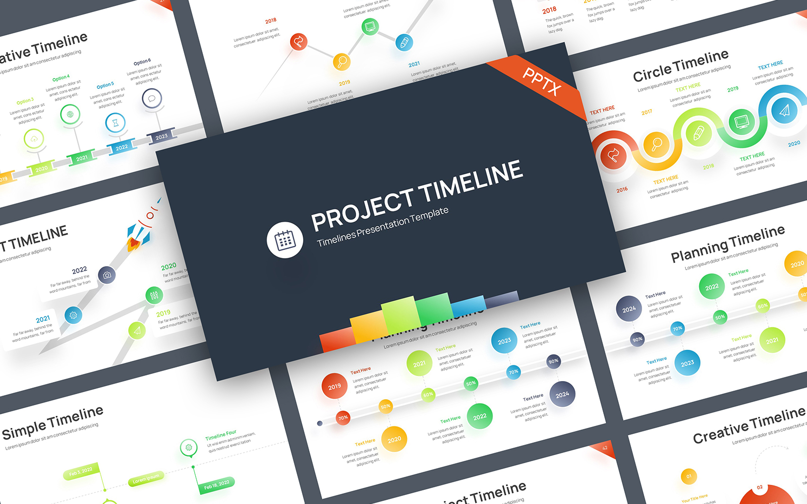 Timeline Gradient Color 2 PowerPoint Template