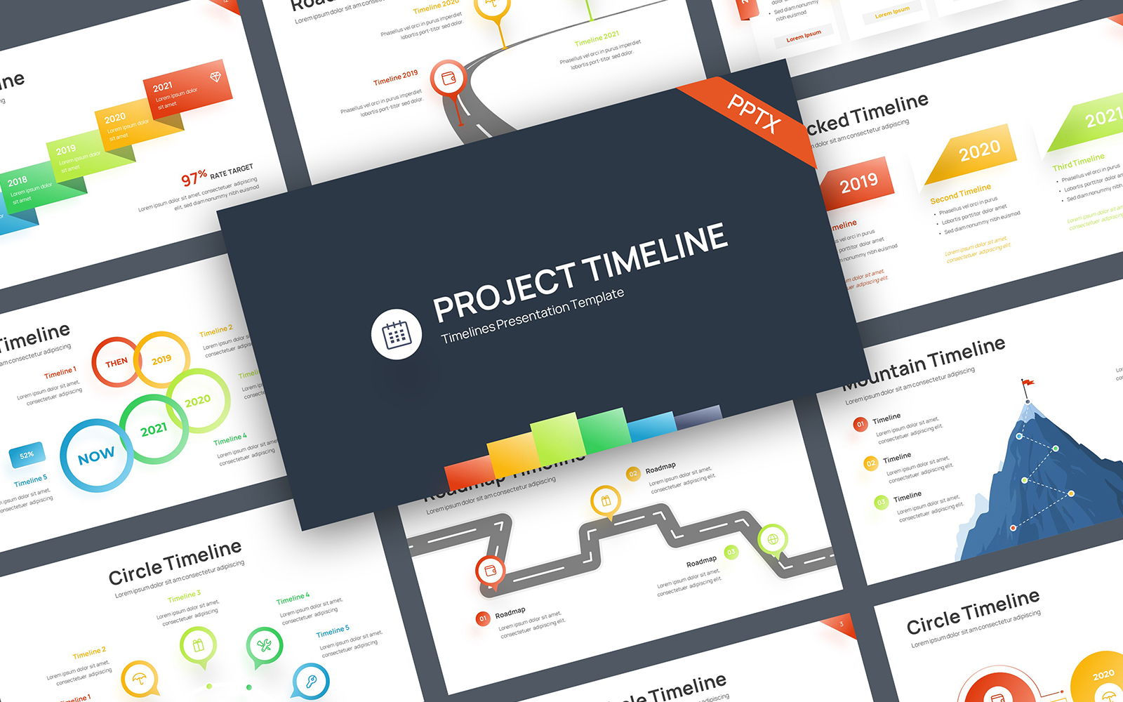 Timeline Gradient Color 3 PowerPoint Template