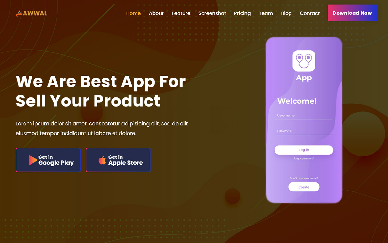 Awwal - App Landing Page Template