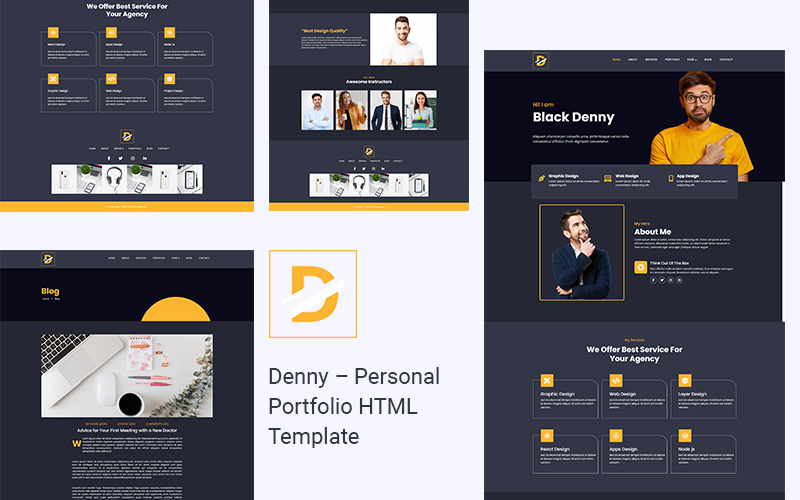Black denny- Personal Portfolio HTML5 Website Template