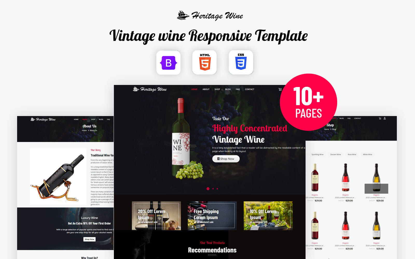 Heritage Wine - Wine Shop And Brewery Selling HTML5 Website Template