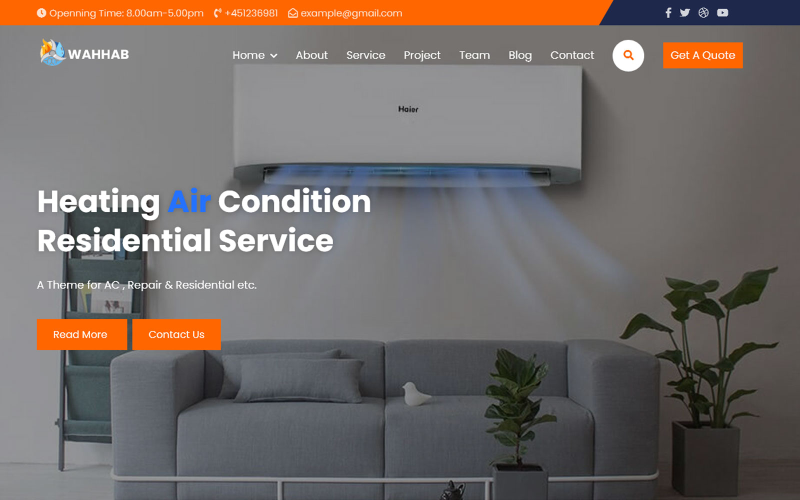 Wahhab - Ac Rapair & Air Conditional  Landing Page Template