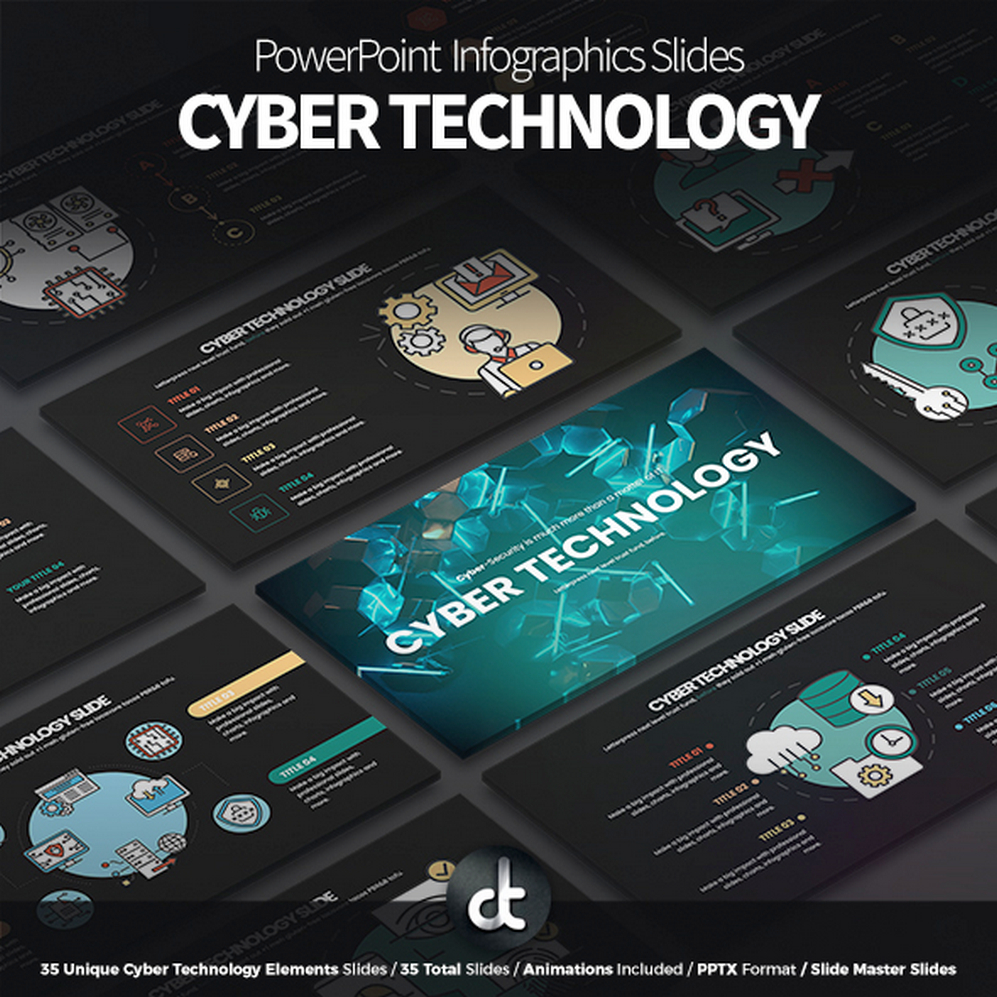 Cyber Technology - PowerPoint Infographics Slides