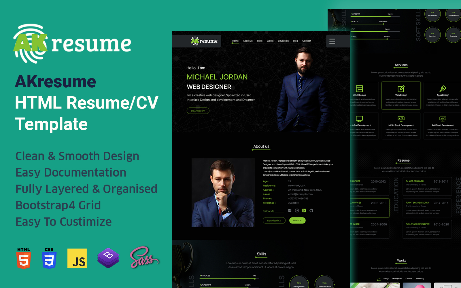 AKresume - Personal CV/Resume HTML5 Bootstrap 5 Template