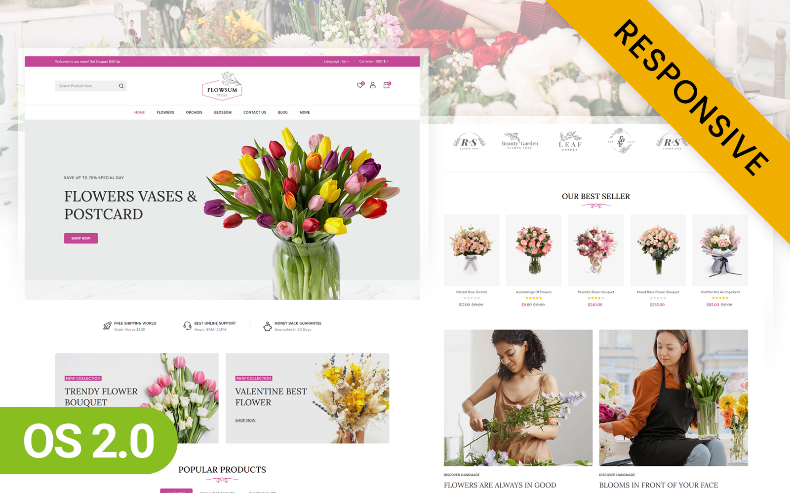 Flowsum - Flowers Store Responsive Shopify 2.0 Theme