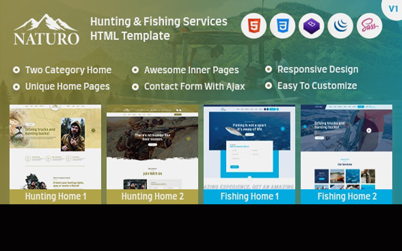 Naturo - Hunting Fishing Outdoor Hobby Services HTML Template