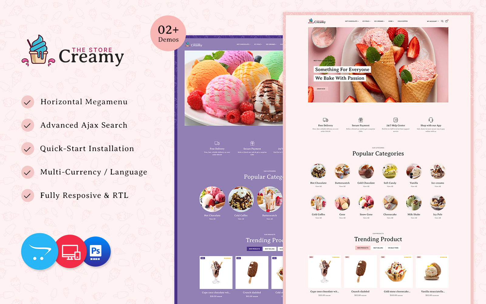 Creamy - Ice Cream, Drink, Cake Store Multipurpose OpenCart Store