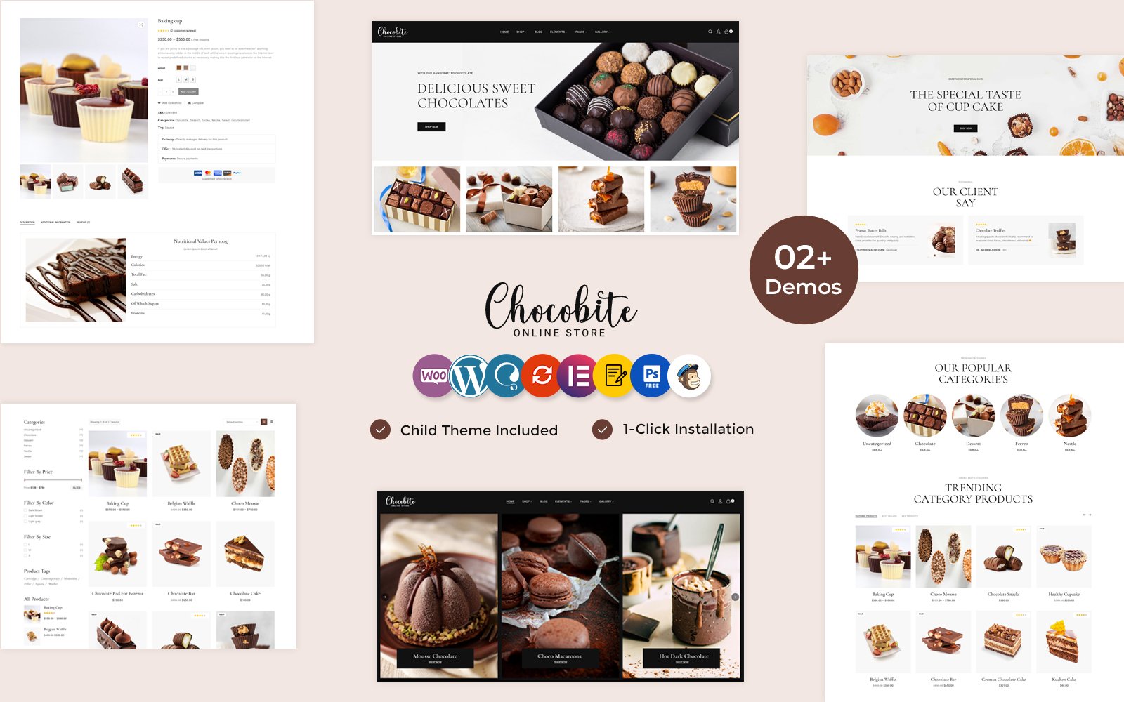 Chocobites - Chocolate, Sweets, Bakery, and Cake Elementor Woocommerce Website Template