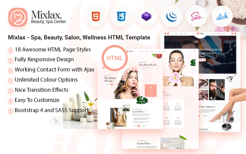 Mixlax - Spa Beauty Makeup Barber Wellness Salon HTML Template