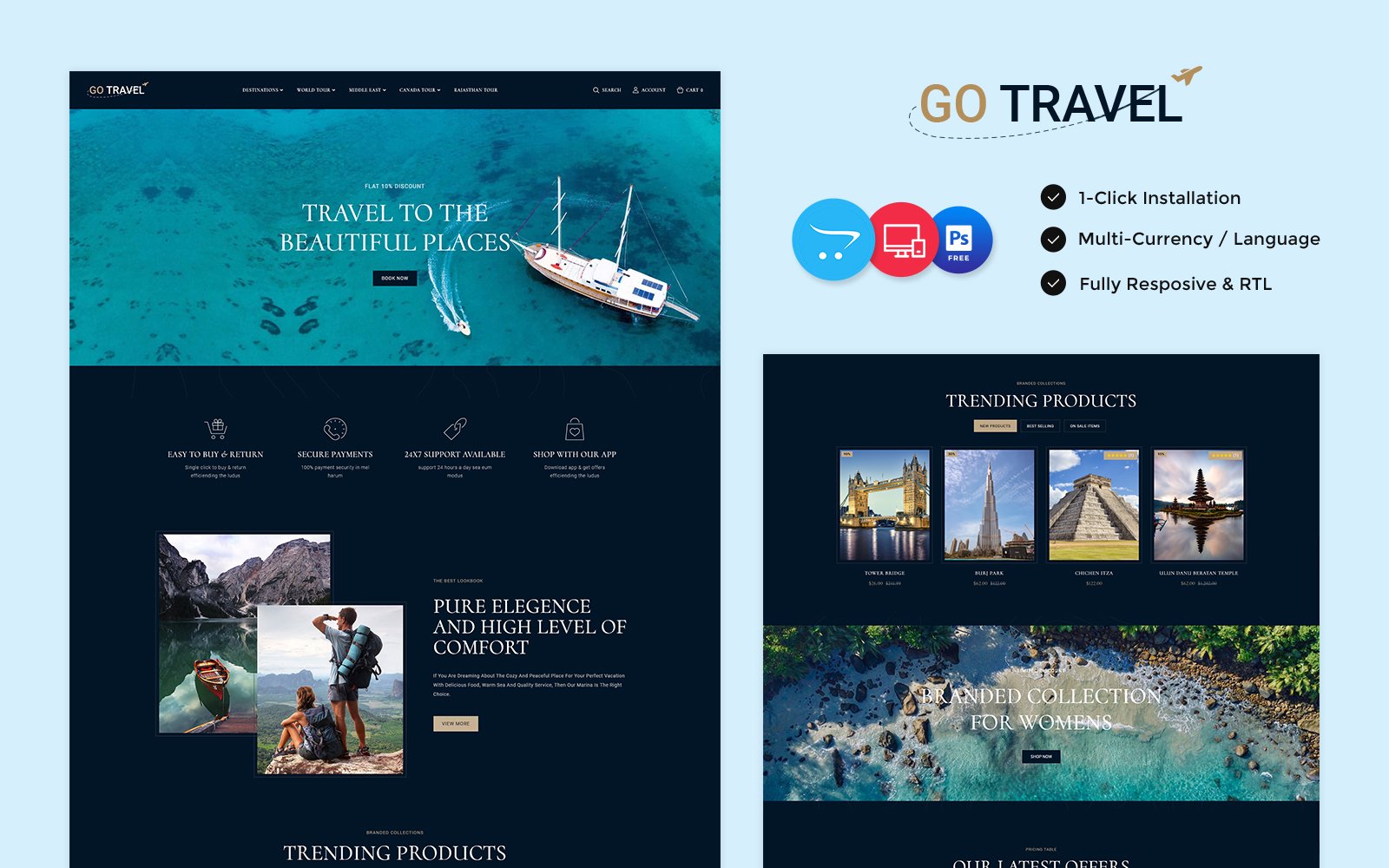GoTravel - Travel, Tours, and Tourism Agency Opencart Store