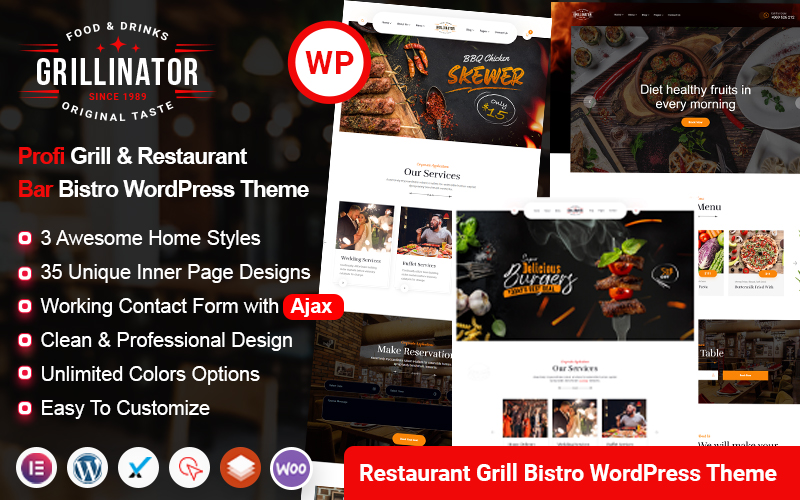 Grillinator - Restaurant Food Grill Bistro Elementor WordPress Theme