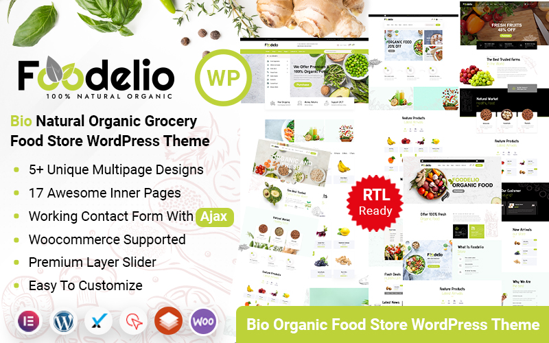 Foodelio – Bio Organic Food Nutrition Shop Organic Grocery WordPress Theme