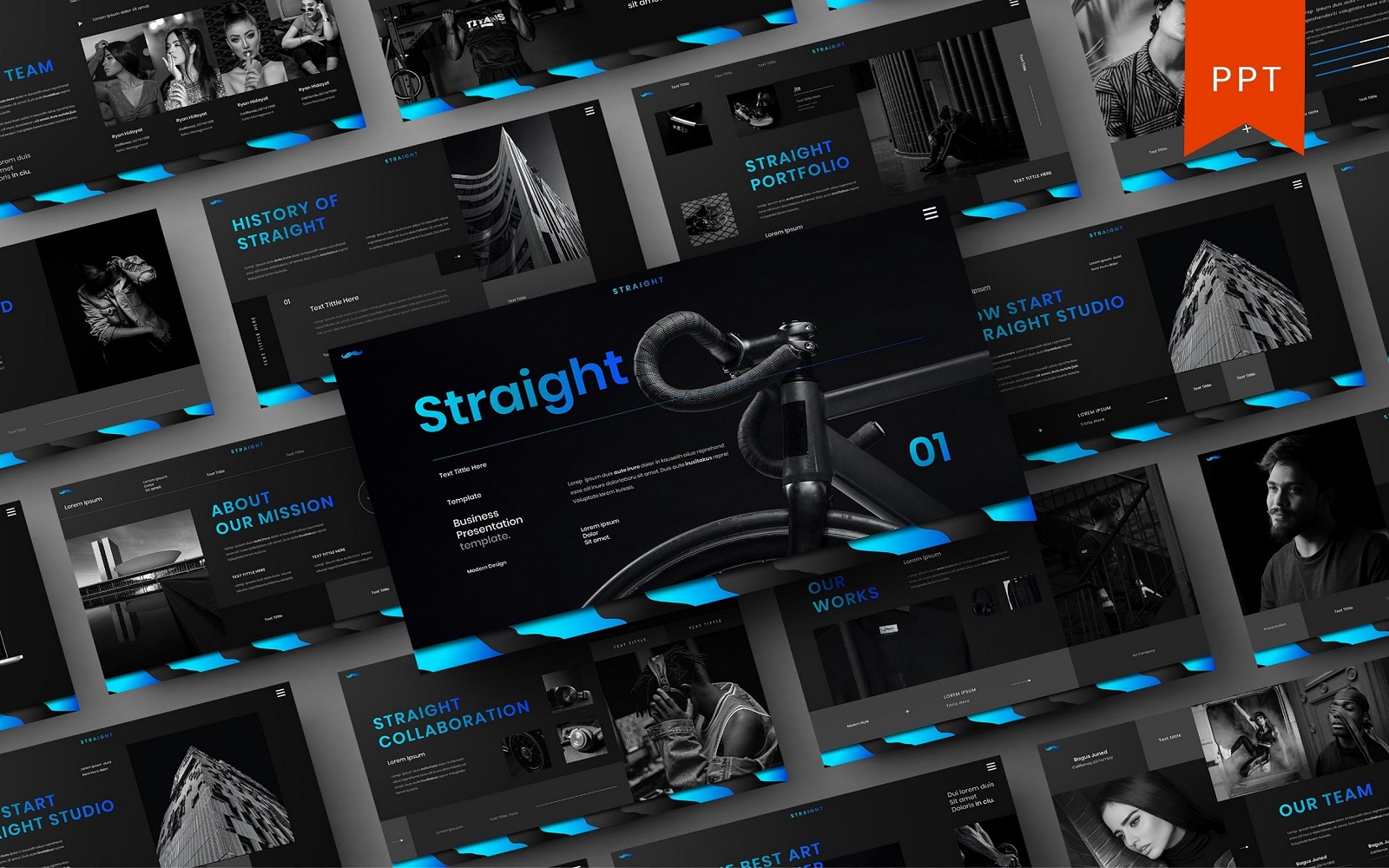 Straight – Business PowerPoint Template