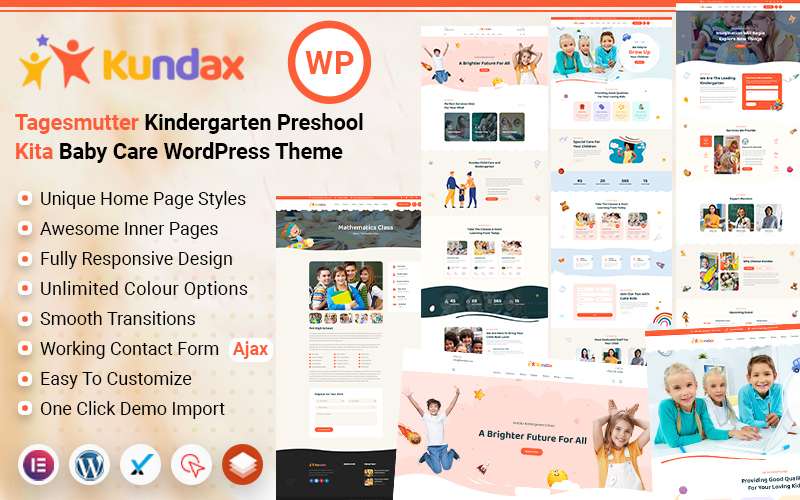Kundax - Kindergarten Baby Care Children WordPress Theme