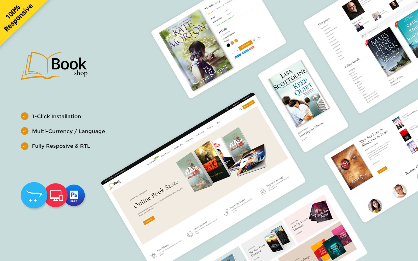 Bookshop - Bookstall, eBook, story, comic, and Book Store Opencart Responsive Theme