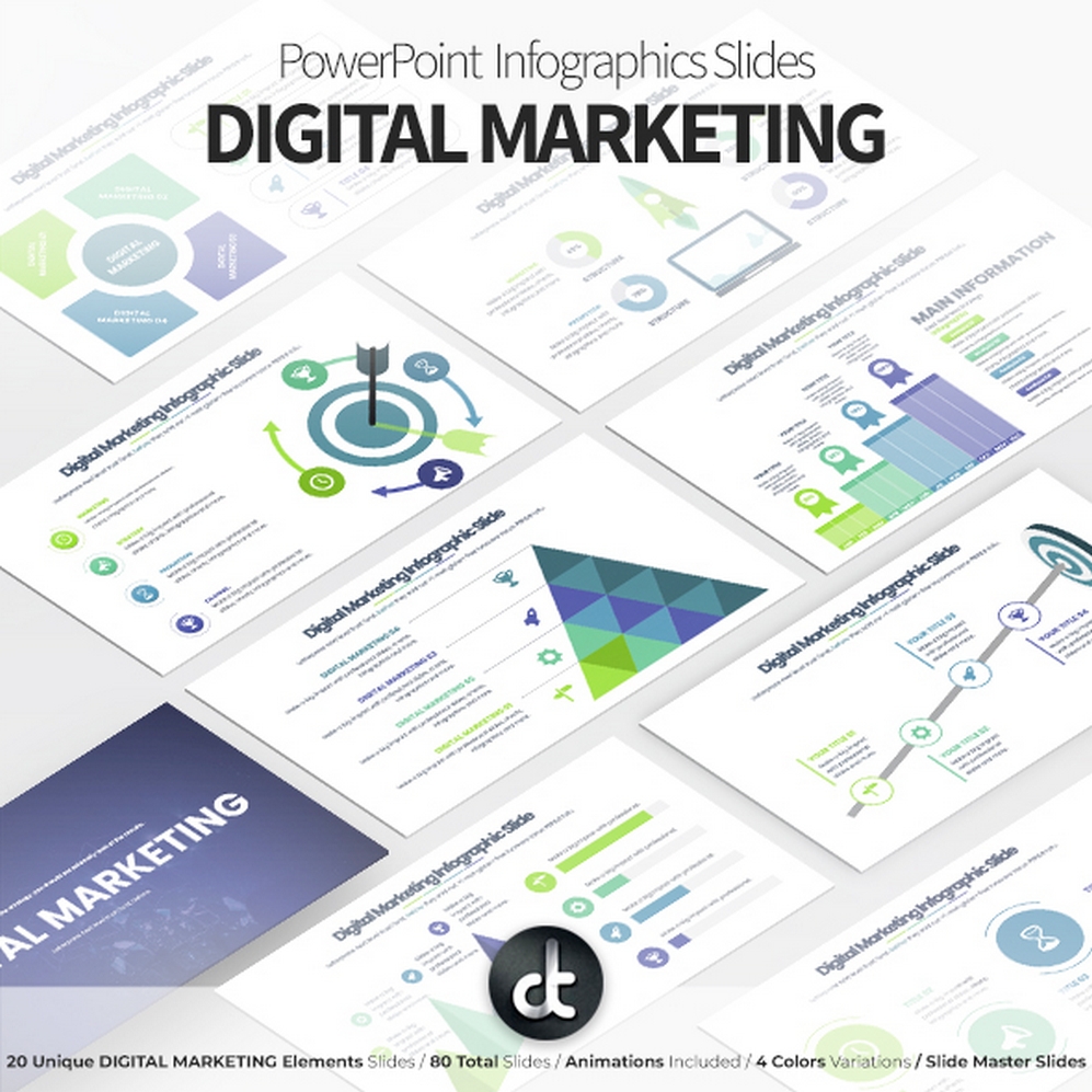 Digital Marketing - PowerPoint Template Infographics Slides