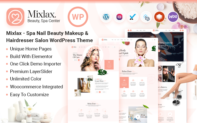 Mixlax - Beauty Makeup Wellness Salon Spa Nail Hair Shop WordPress Theme