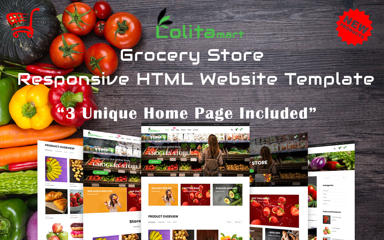 Lolitamart - Online  Grocery Supermarket Store Multipage Responsive HTML Website Template