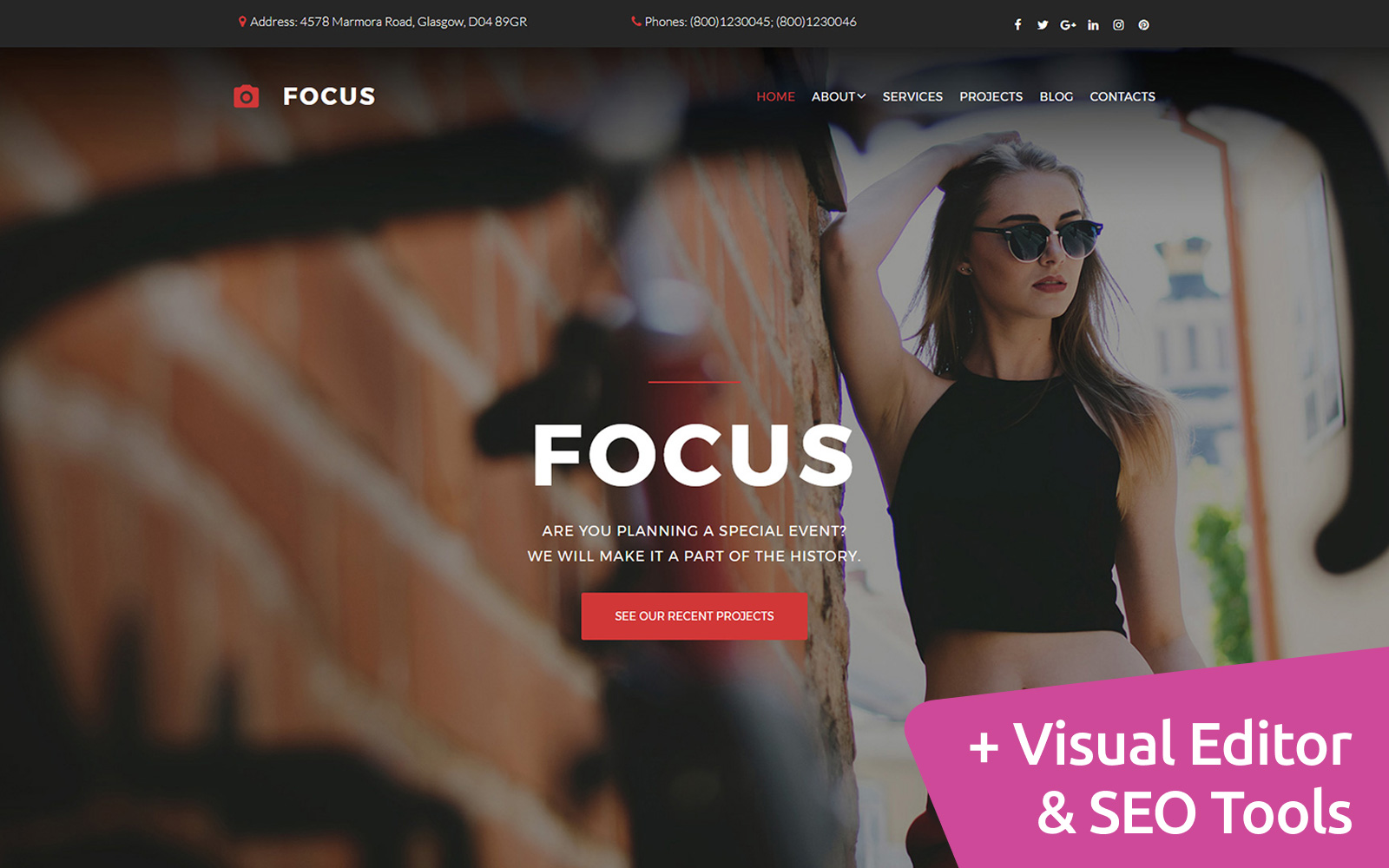 Focus -  Portfolio Photo Gallery Website Powered by MotoCMS 3 Website Builder