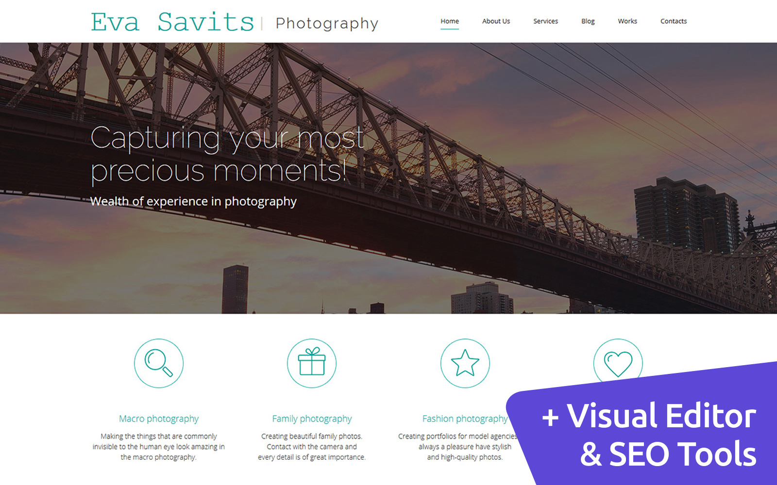 Eva Savits - Photo Portfolio Photo Gallery Website Powered by MotoCMS 3 Website Builder