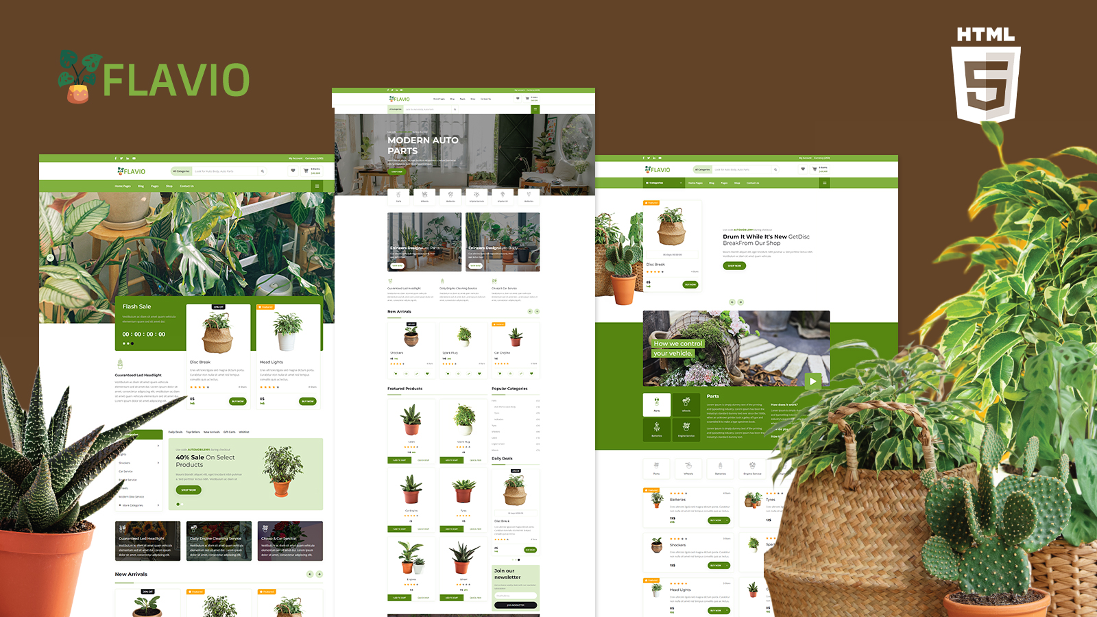 Flavio Plants Greens And Flowers HTML5 Ecommerce Website Template