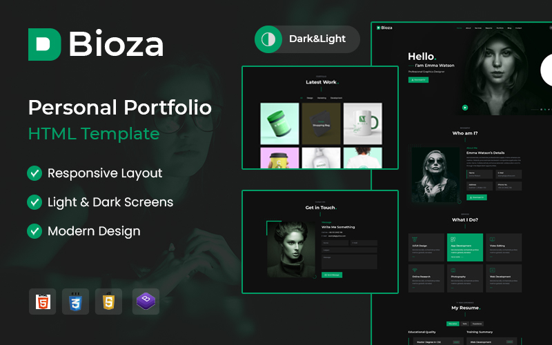 Bioza Personal Portfolio Landing Page HTML5 Template