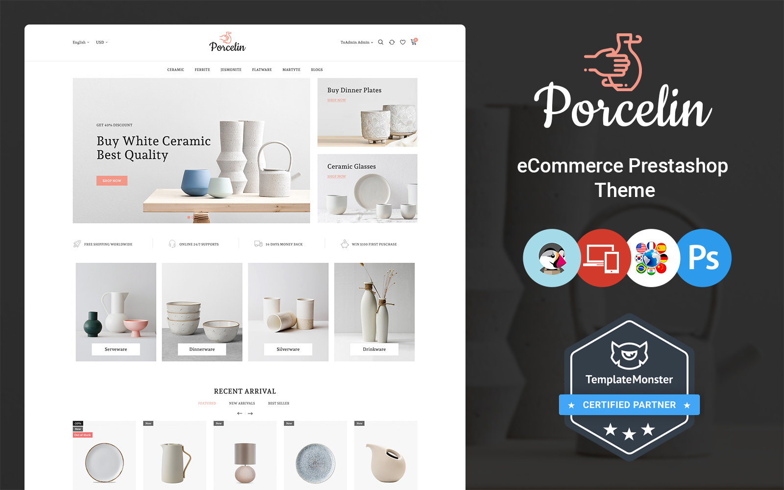 Porcelin - Art and Ceramic Store PrestaShop Theme