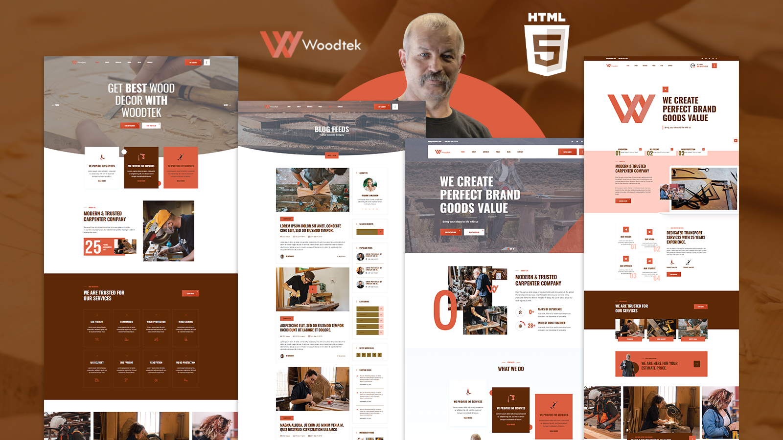 Woodtek Carpenter & Craftsman HTML5 Website Template