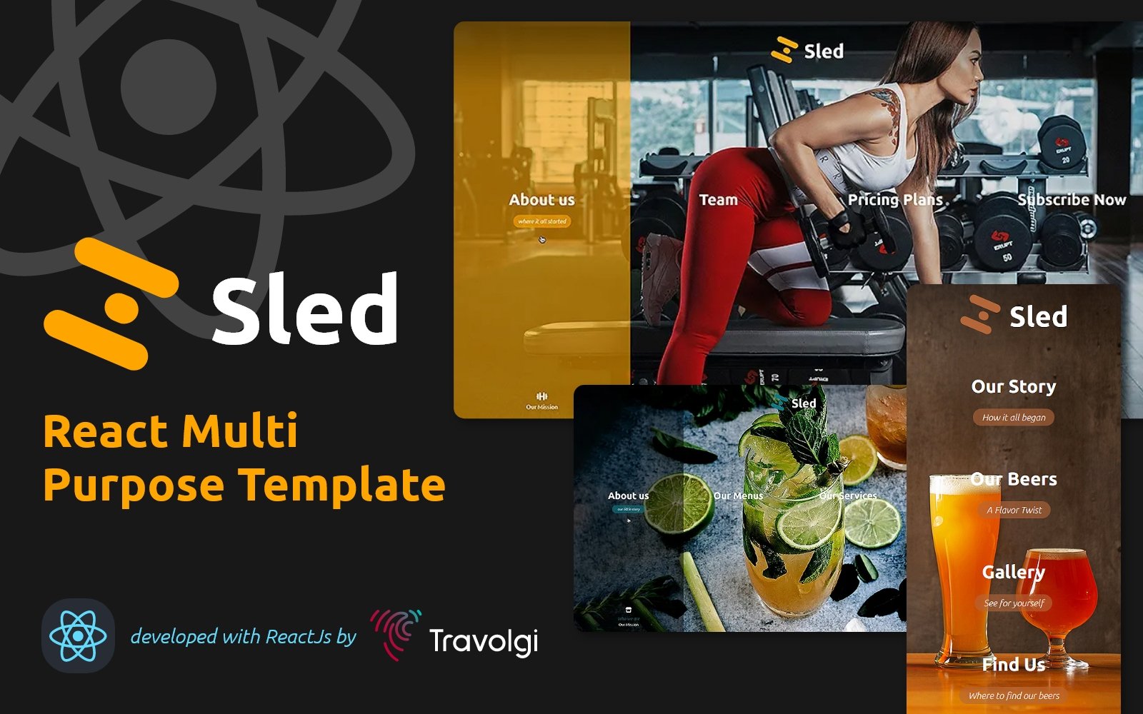 Sled | React Website template for Halloween Gym, Restaurant, Bar and Multipurpose Template