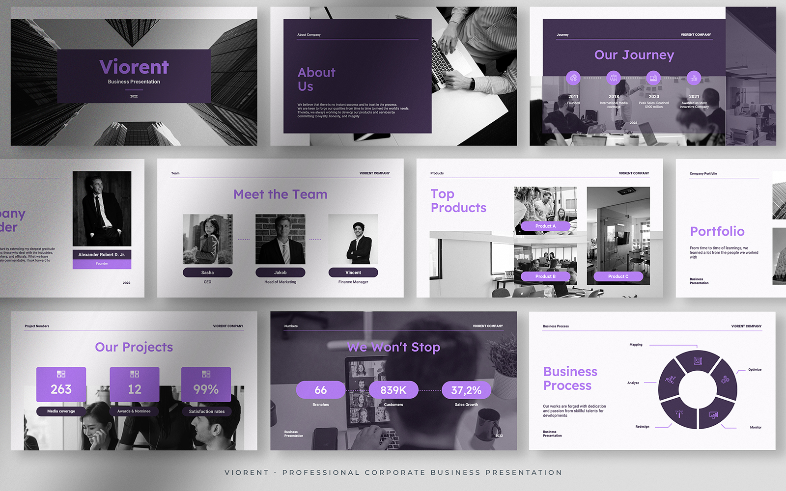 Viorent - Striking Purple Professional Corporate Business Presentation