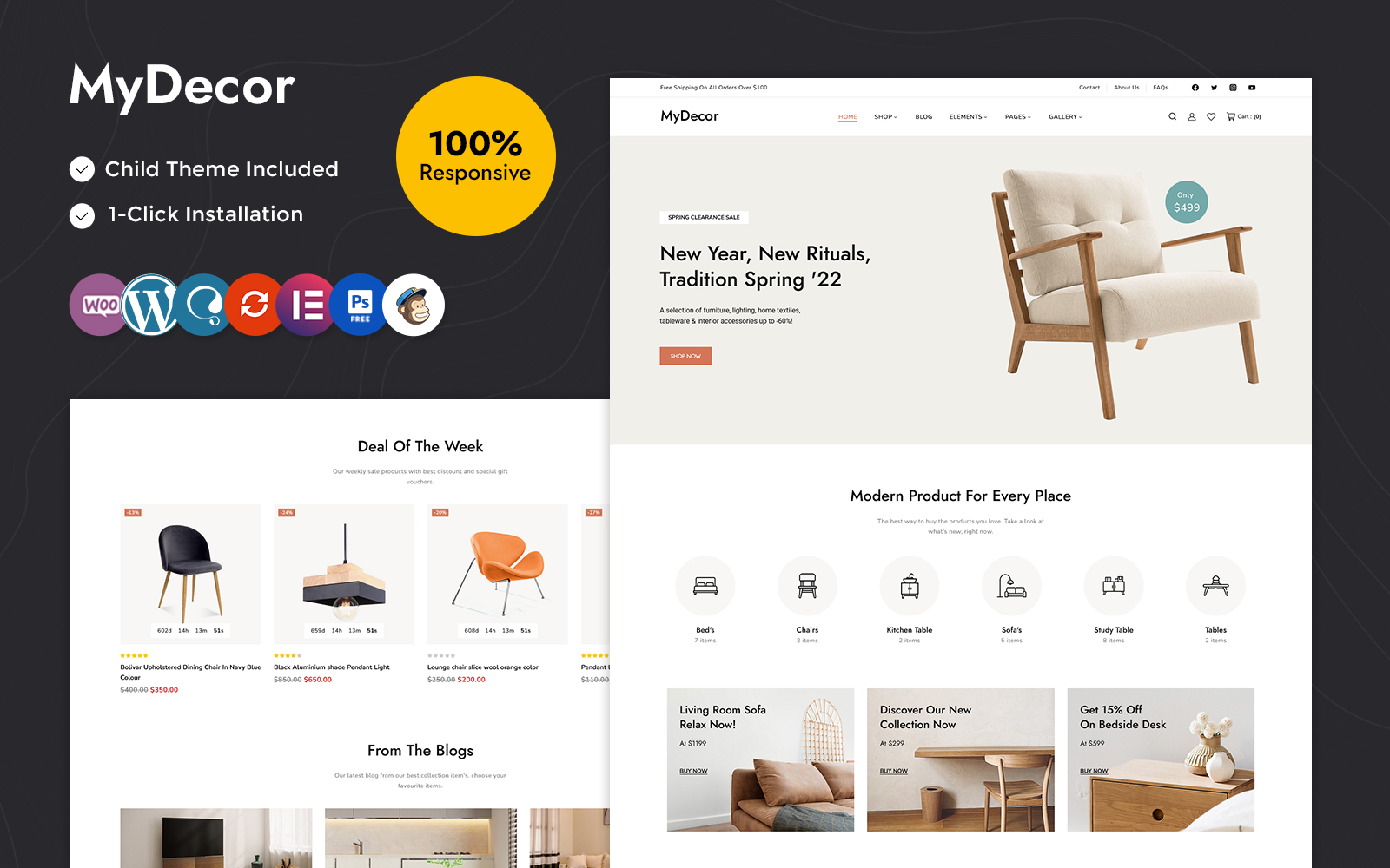 MyDecor - Furniture, Interior, Art & Crafts WooCommerce Elementor Theme