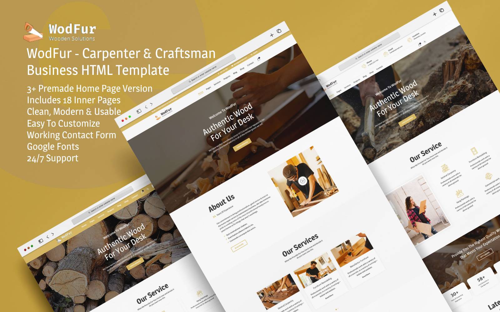 WodFur - Carpenter & Craftsman Business HTML Template