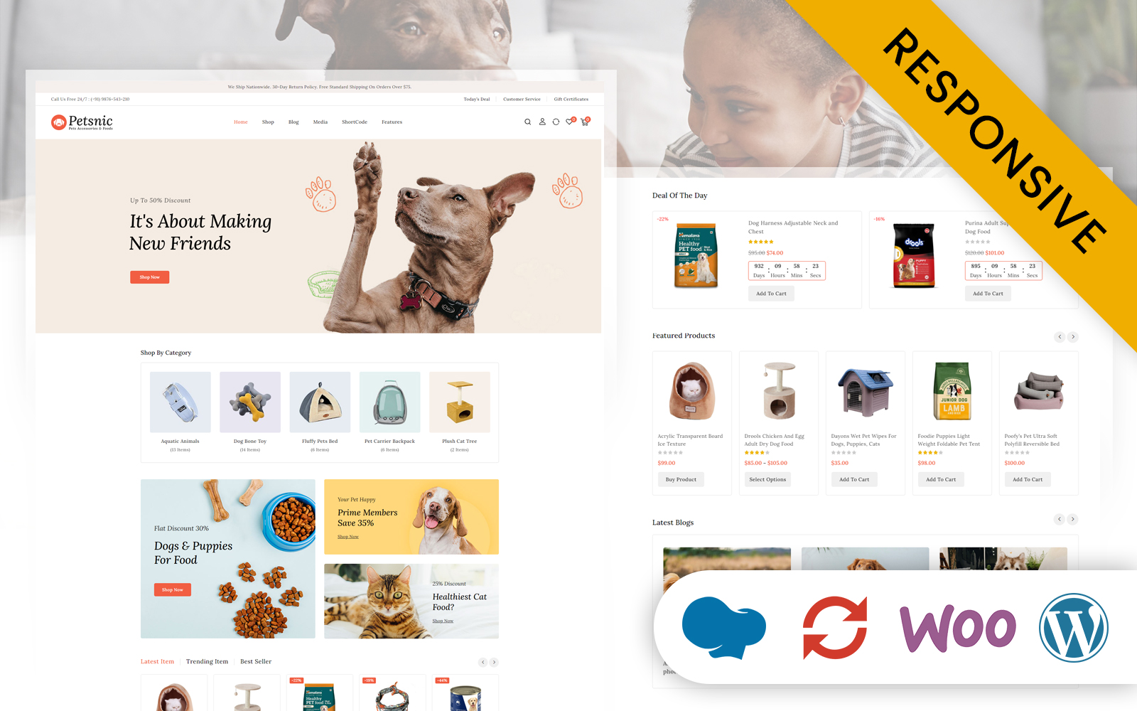 Petsnic - Pets Accessories and Food Store WooCommerce Responsive Theme