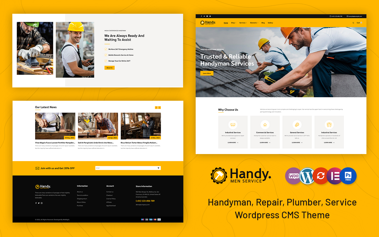 Handyman - Handyman, Plumber, Renovation, Maintenance Service Elementor WordPress Theme