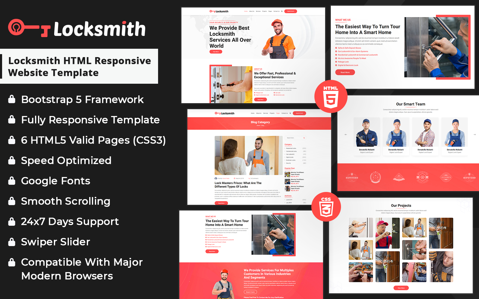 Locksmith HTML Responsive Website Template