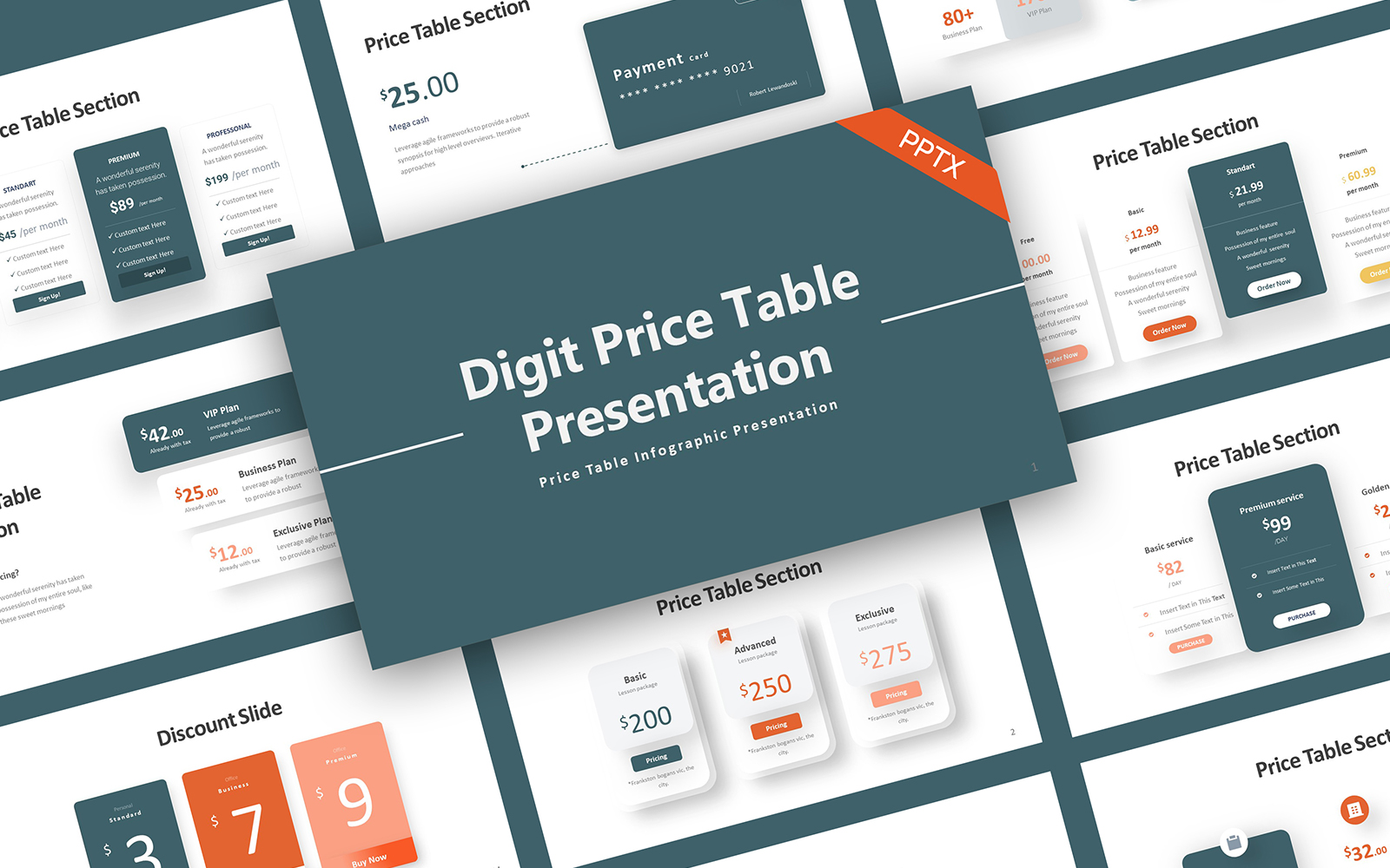 Digit Price Table Infographic PowerPoint Template for $21