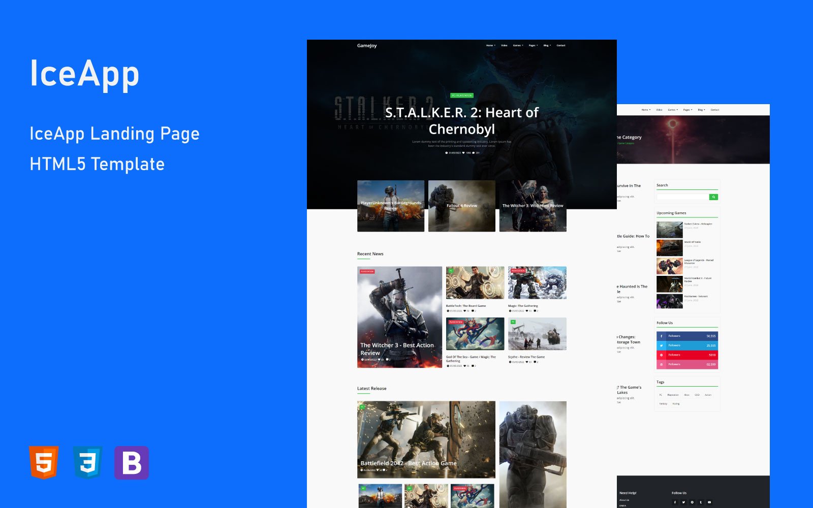 GameJoy - News & Blog Gaming HTML5 Bootstrap Template