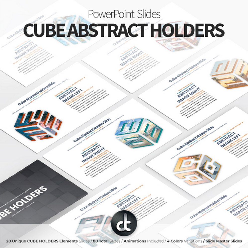 Abstract Cube Image Holders - PowerPoint