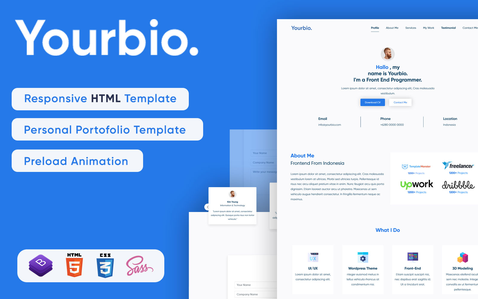 Yourbio - Personal Portfolio HTML Landing Page Template