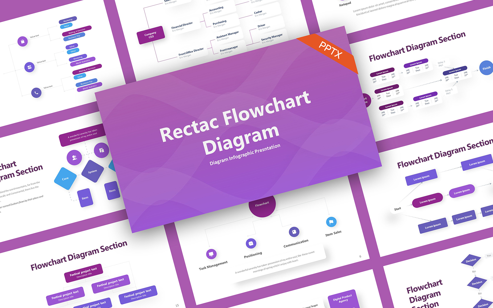 Rectac Flowchart Diagram Infographic PowerPoint Template