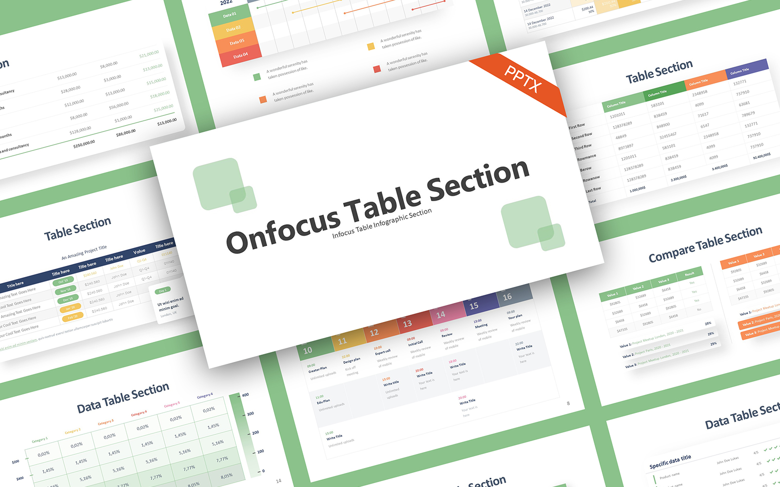 Onfocus Table Section Infographic PowerPoint Template
