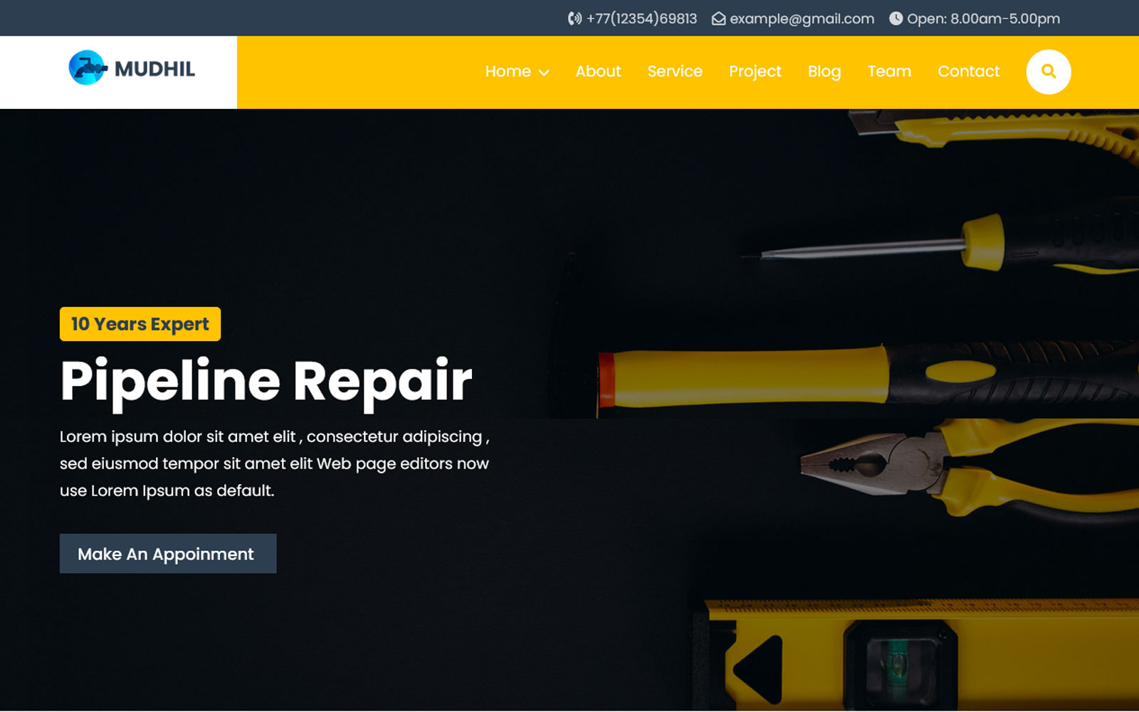 Mudhill - Plumber Repair Service  Landing Page Template