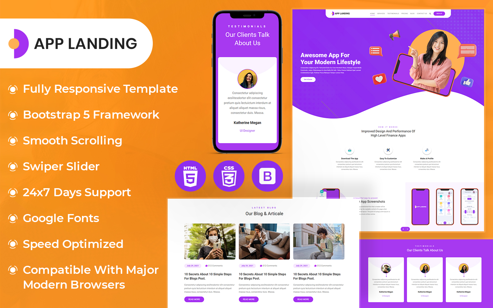 App-landing HTML Template